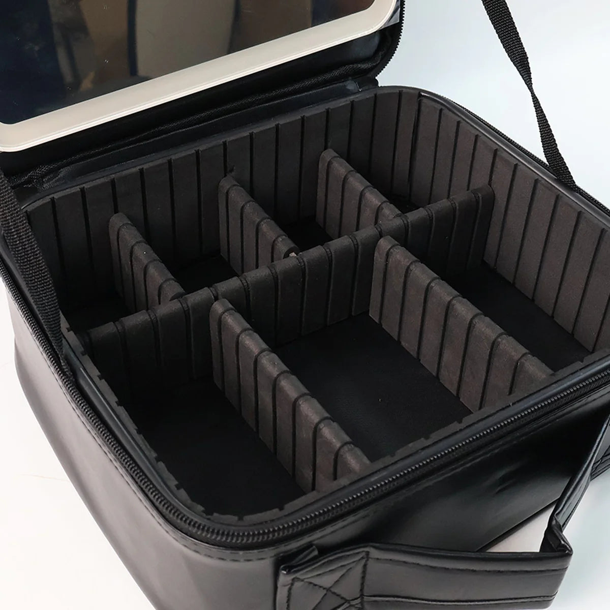 Black Premium LED Light Makeup Organizer Box with Touch Sensor Mirror